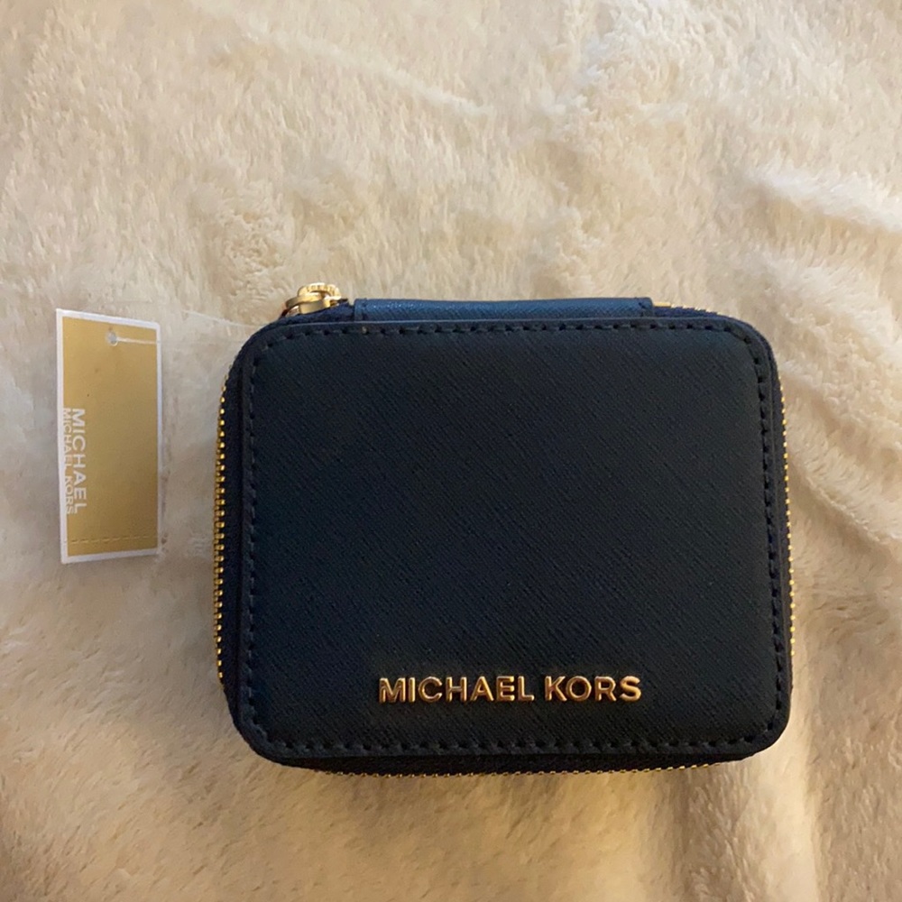 Michael Kors Navy and Gold Jewelry Case